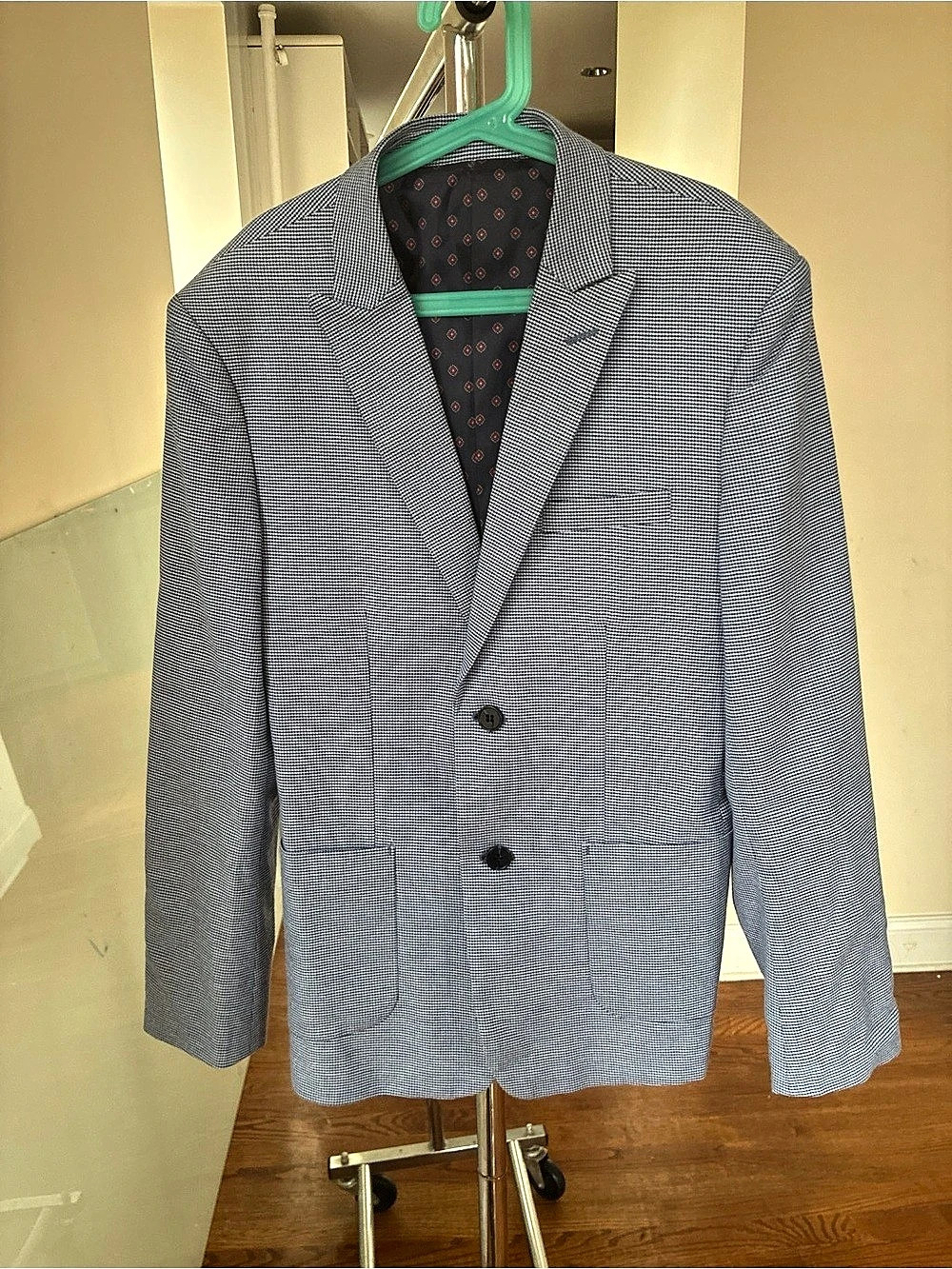 Isaac Mizrahi Blue & White Pattern Blazer Size 16 Like New